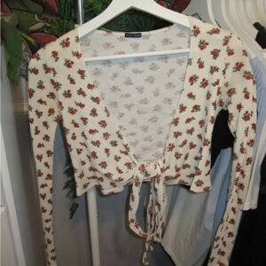 Brandy Melville Waffle Print Wrap Top